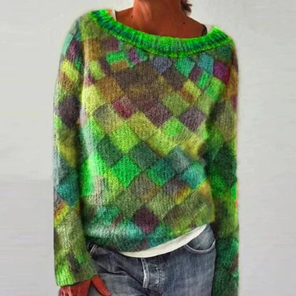Colorful Sweater Crew Neck Trendy Style