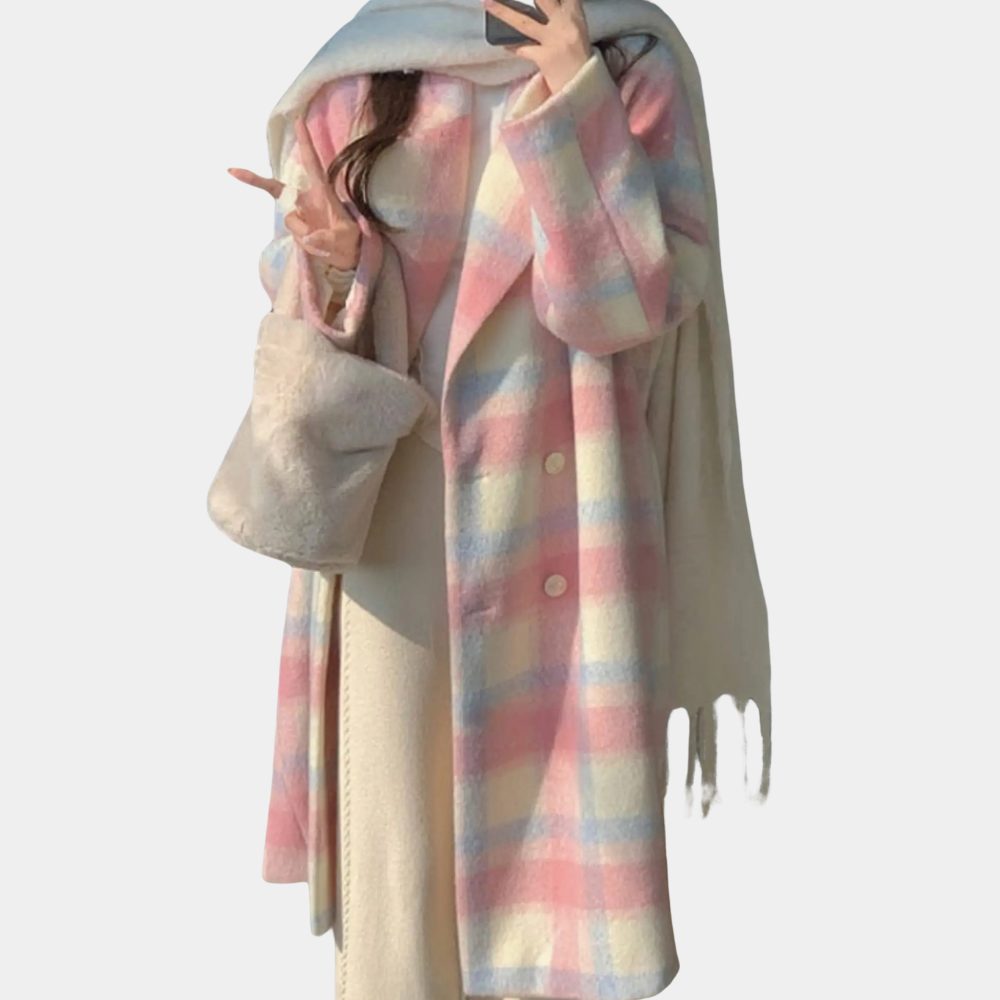 Elegant Checked Women's Winter Coat