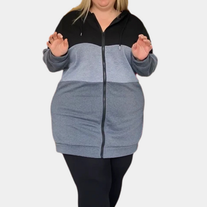 Women's Long Winter Jacket Hood Zipper