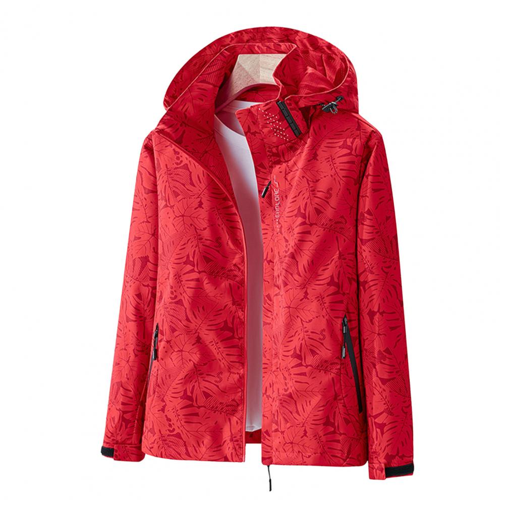 Women's Waterproof Lightweight Jacket with Hood Floral Pattern