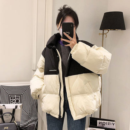 Oversized puffer jacket quilted design high collar zip fastening