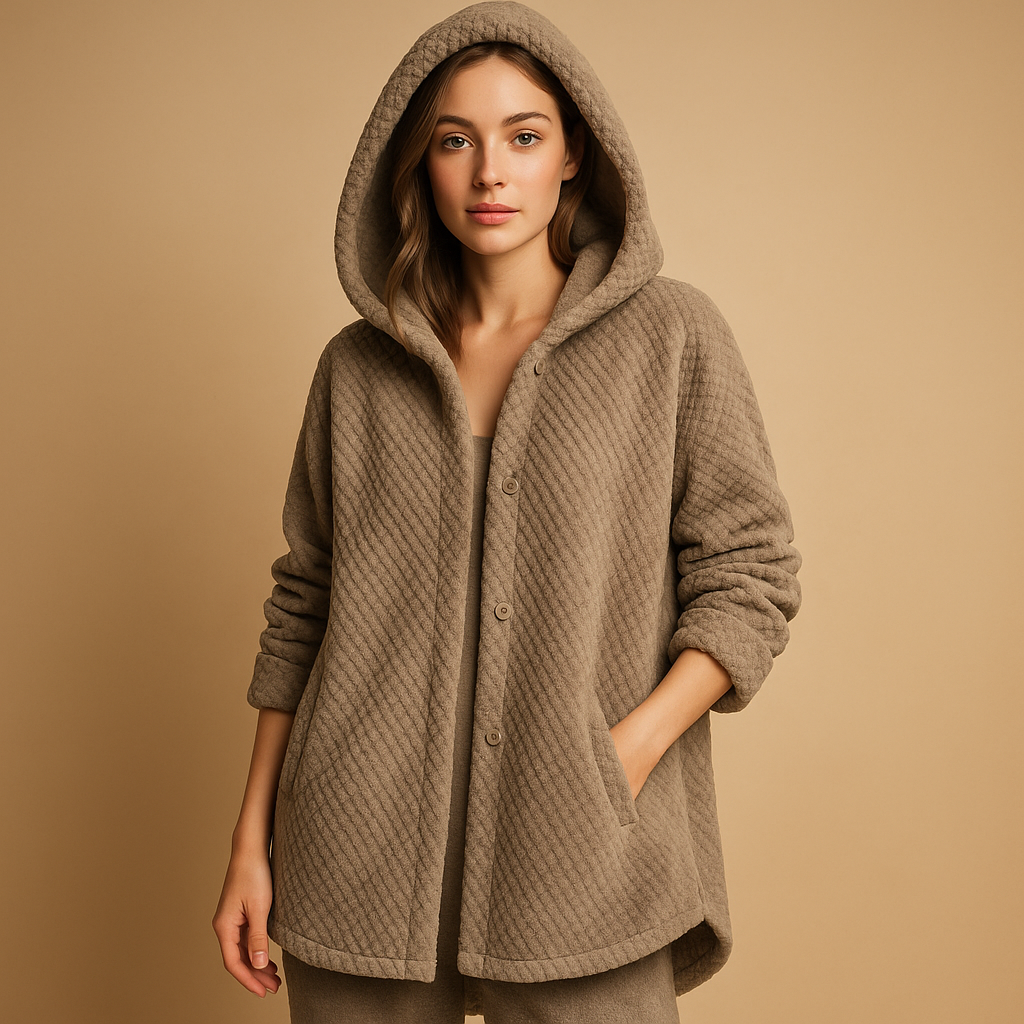 Soft women's teddy jacket with hood