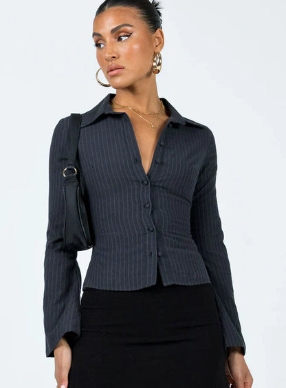 Ladies' Blouse Elegant Wide Cut Stripes