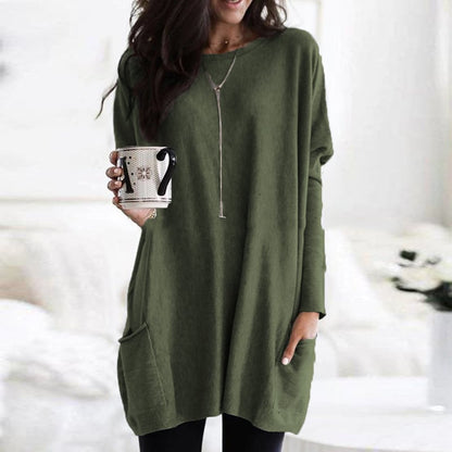 Stylischer Damen Pullover Lang Schwarz - IdealeKleiden