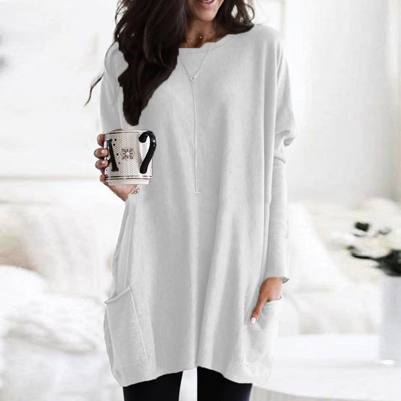 Stylischer Damen Pullover Lang Schwarz