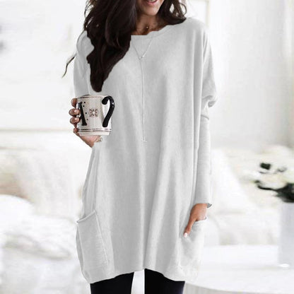 Stylischer Damen Pullover Lang Schwarz