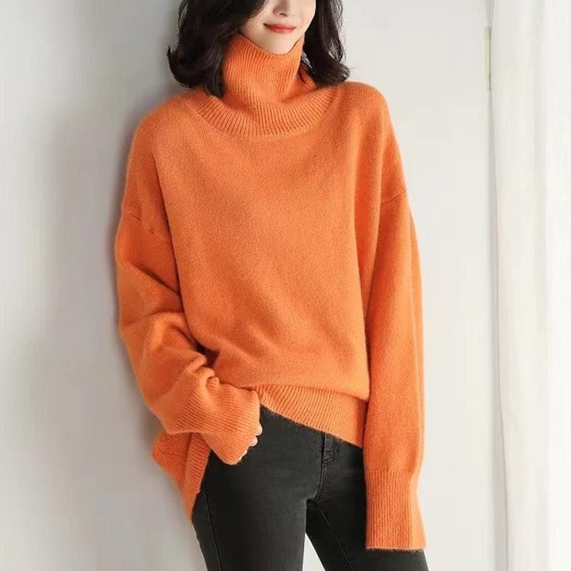 Knitted sweater turtleneck comfortable warm fit