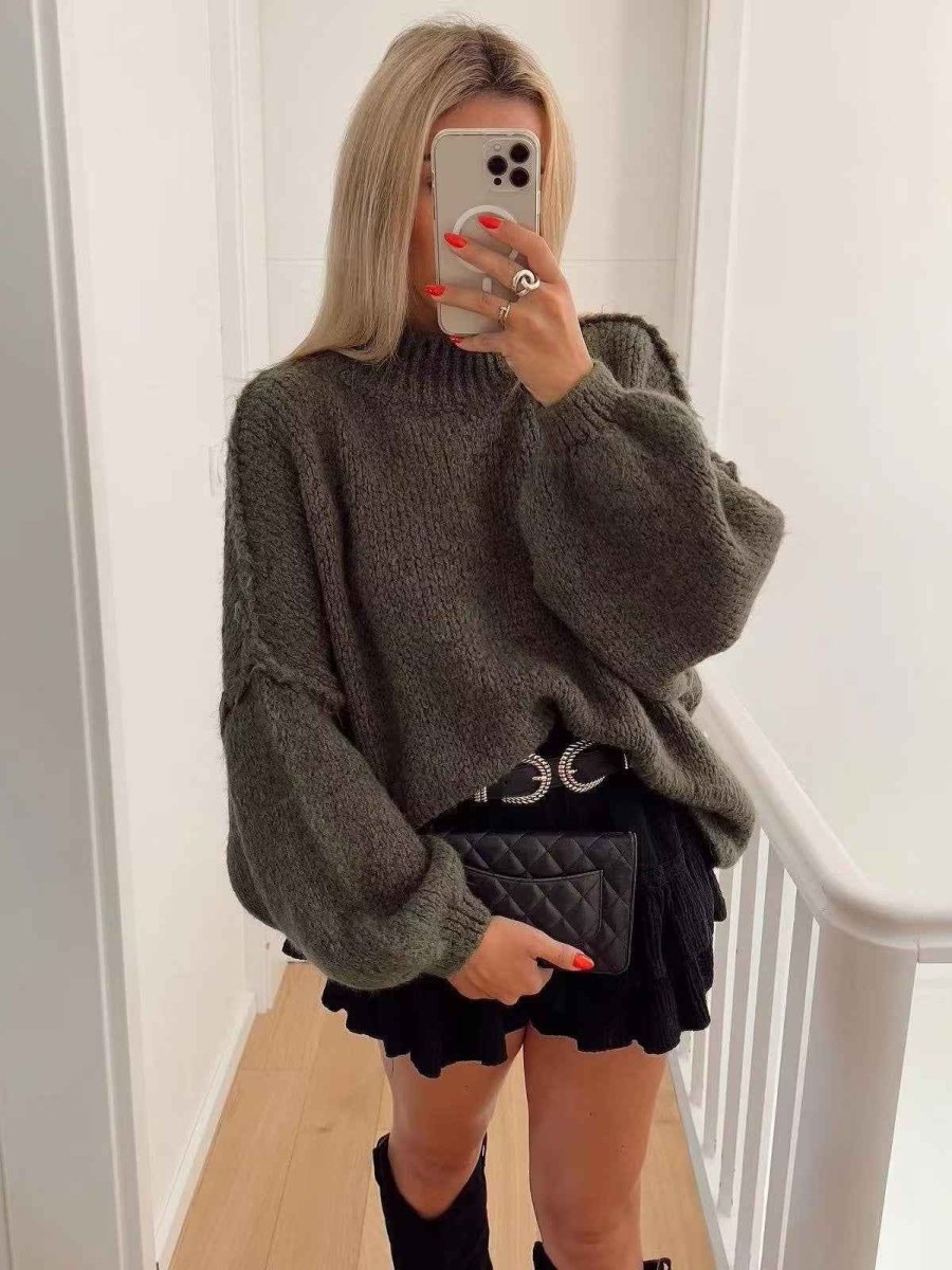 Oversized Sweater Deep V-Neck Design