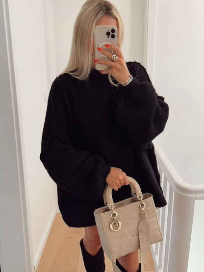 Oversized Sweater Deep V-Neck Design