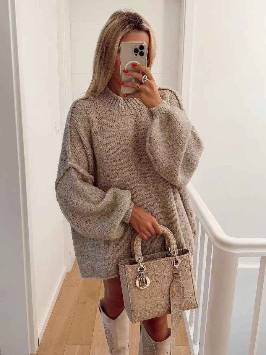 Oversized Sweater Deep V-Neck Design