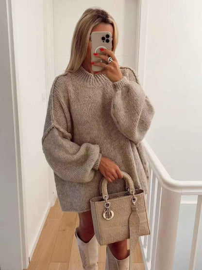 Oversized Sweater Deep V-Neck Design