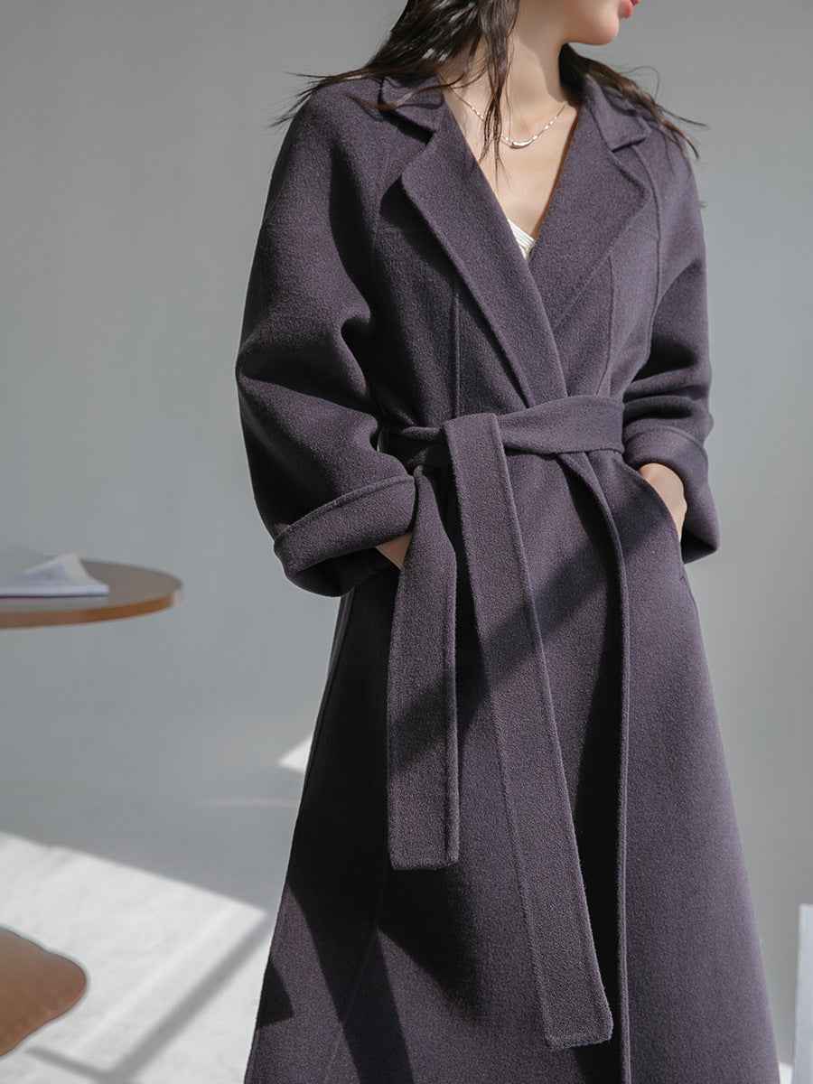 Oversized wool coat with belt