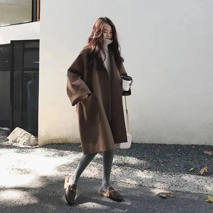 Stylischer Damen Wollmantel Oversized - IdealeKleiden