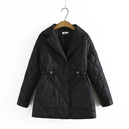 Large Puffer Jacket Argyle Pattern Stylish Warm
