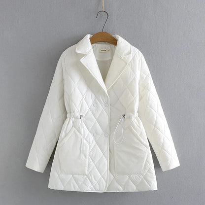Large Puffer Jacket Argyle Pattern Stylish Warm