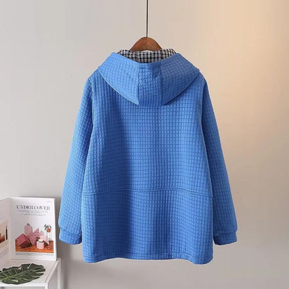 Große Hoodiejacke Baumwolle Bequem Lässig - IdealeKleiden