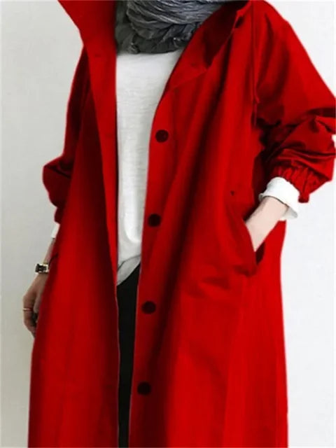 Women's Oversized Jacket with Buttons and Pockets
