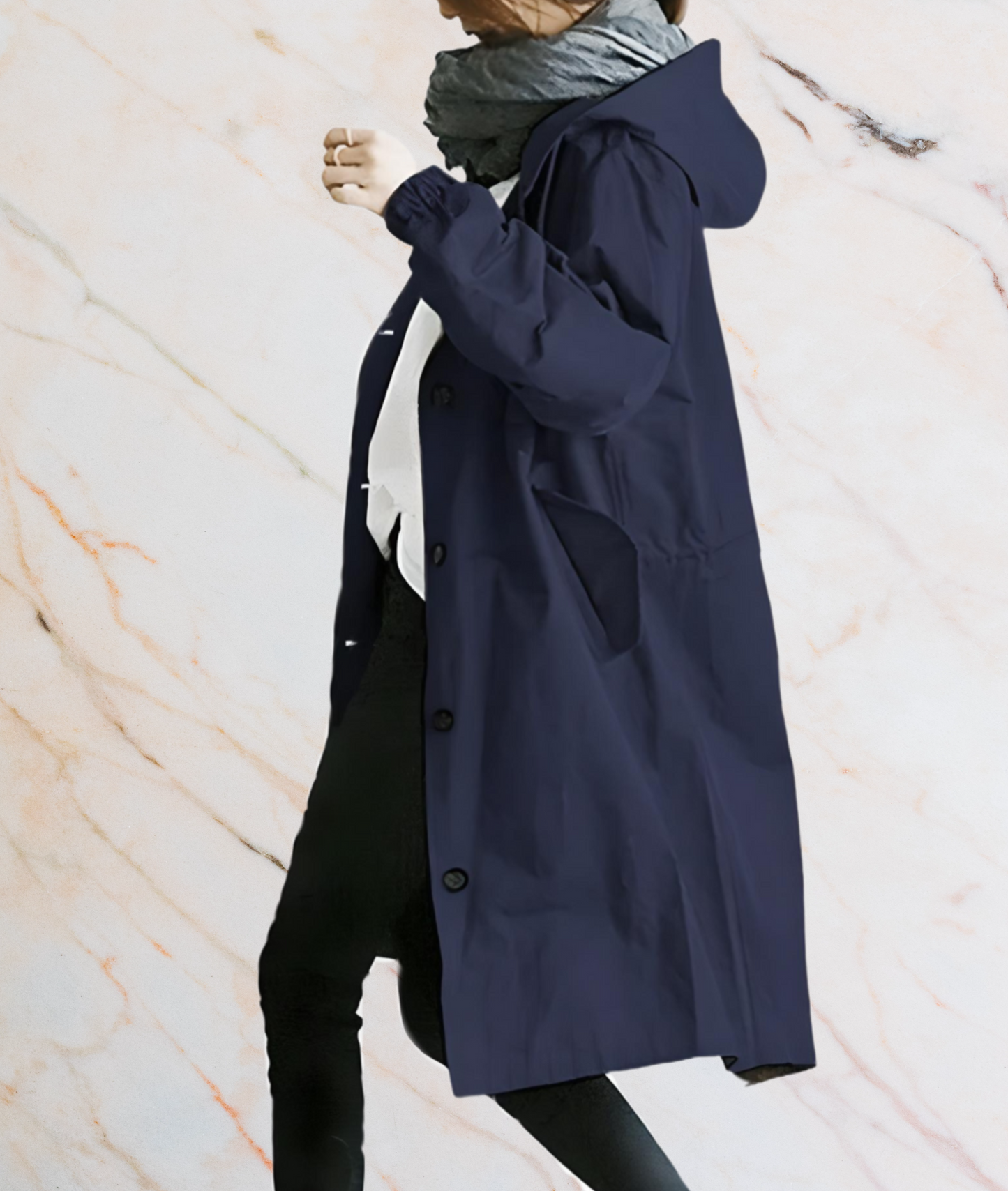 Women's Oversized Jacket with Buttons and Pockets
