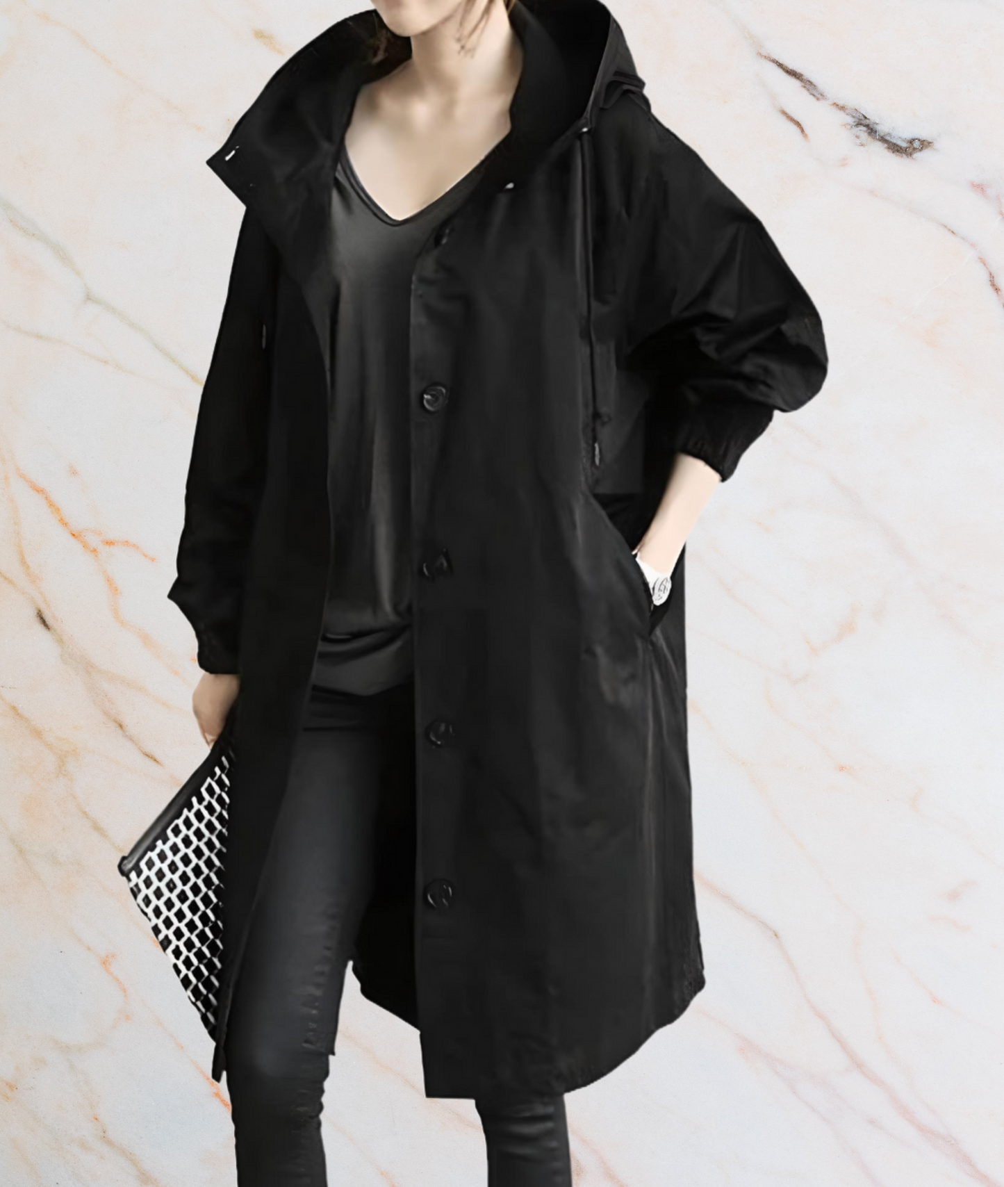 Women's Oversized Jacket with Buttons and Pockets