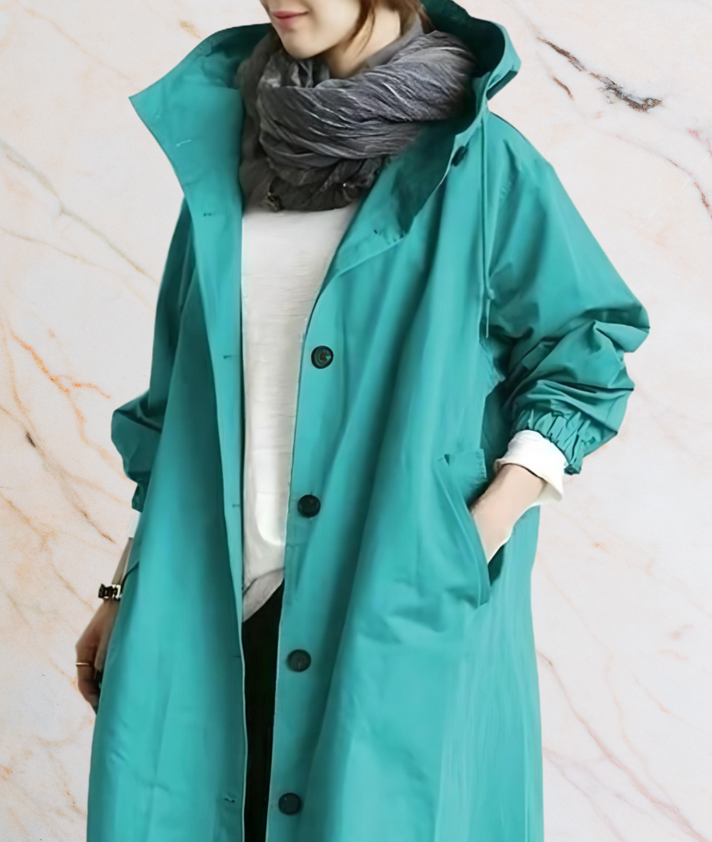 Women's Oversized Jacket with Buttons and Pockets