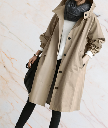 Women's Oversized Jacket with Buttons and Pockets