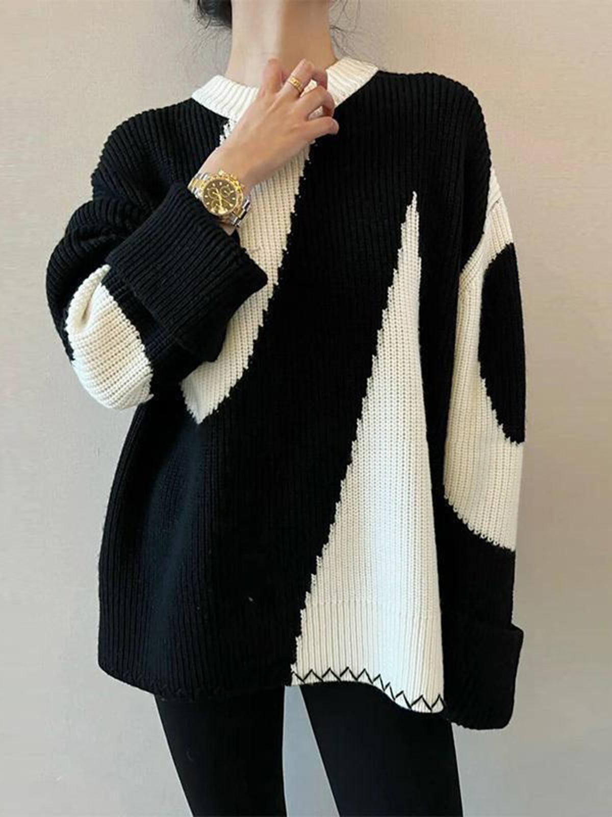 Oversized Zebra Print Pullover Women Trendy Oversized