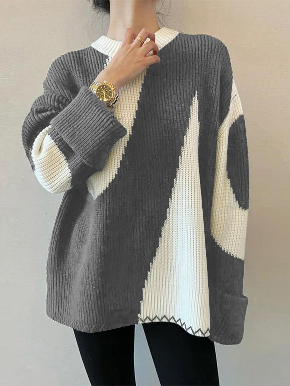 Oversized Zebra Print Pullover Women Trendy Oversized