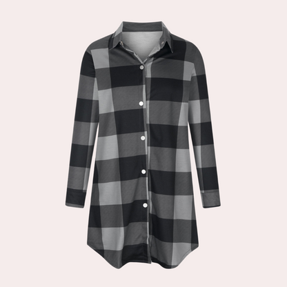 Women's Plaid Midi-Length Autumn Jacket