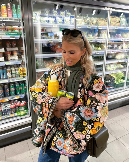 Weichgepolsterte Blumenjacke Damen - IdealeKleiden