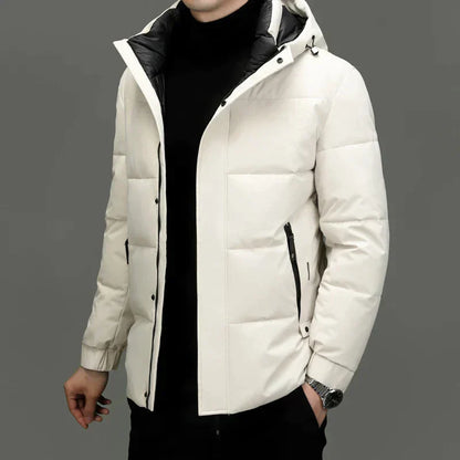 Warme Herren-Winterjacke mit Kapuze - IdealeKleiden