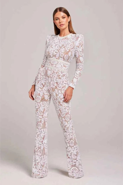 Glitzer-Jumpsuit Weites Bein Abendkleid - IdealeKleiden