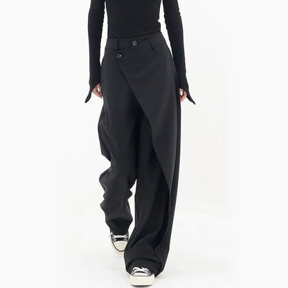 Wide Leg Asymmetric Luxury Design Women's Trousers