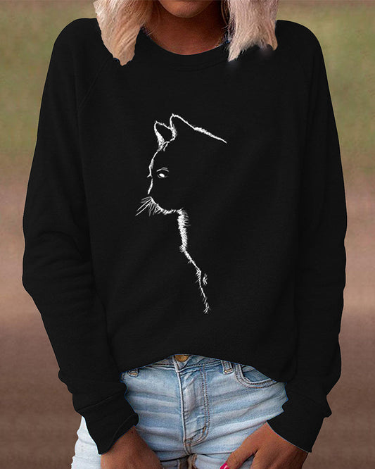 Katzen Sweatshirt Kuschelweich Grau - IdealeKleiden