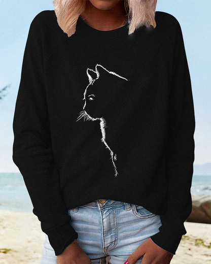 Katzen Sweatshirt Kuschelweich Grau