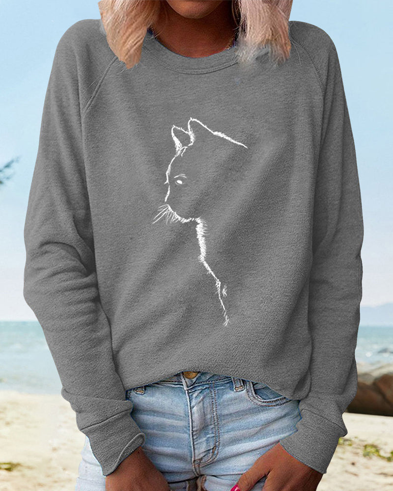 Katzen Sweatshirt Kuschelweich Grau