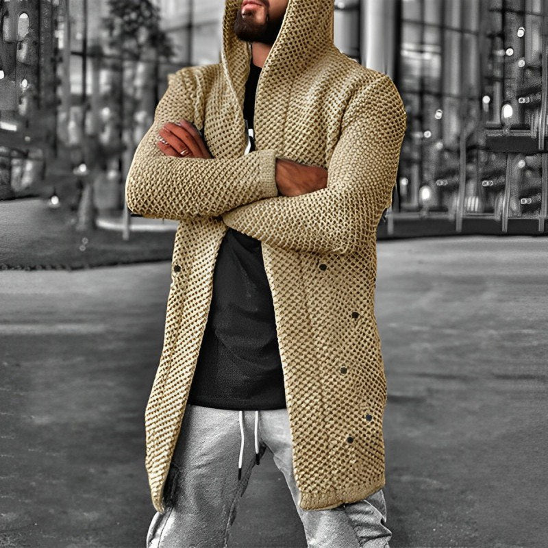 Men's Mid-length Knitted Cardigan Hoodie