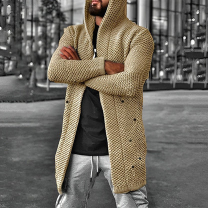 Men's Mid-length Knitted Cardigan Hoodie