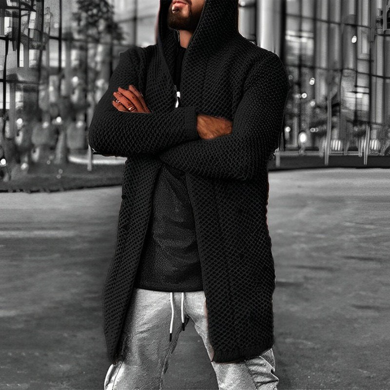 Men's Mid-length Knitted Cardigan Hoodie