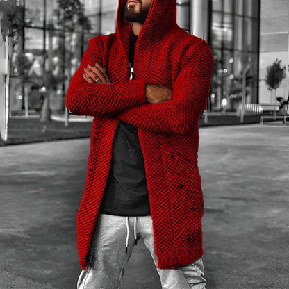 Men's Mid-length Knitted Cardigan Hoodie