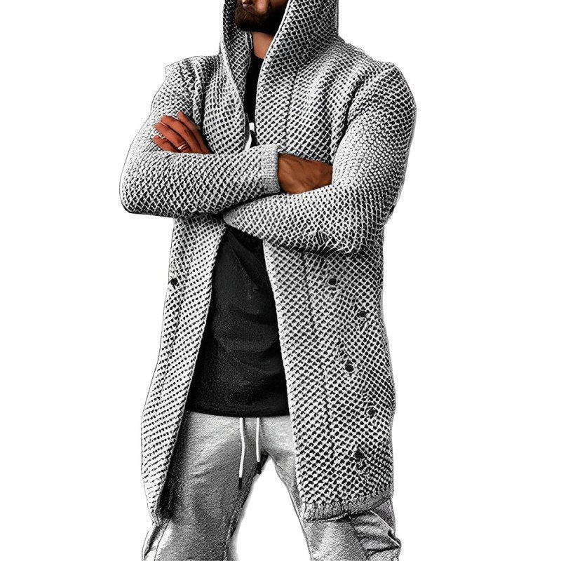 Men's Mid-length Knitted Cardigan Hoodie