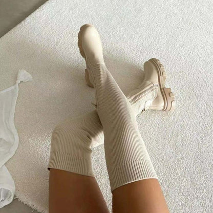 Elegant Women's Knee-High Boots With Zipper