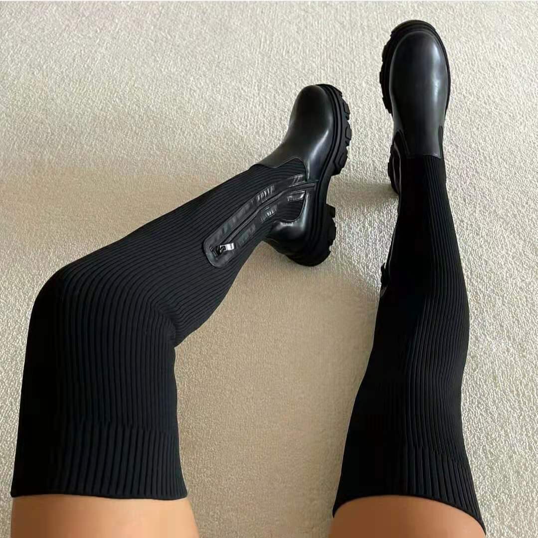 Elegant Women's Knee-High Boots With Zipper