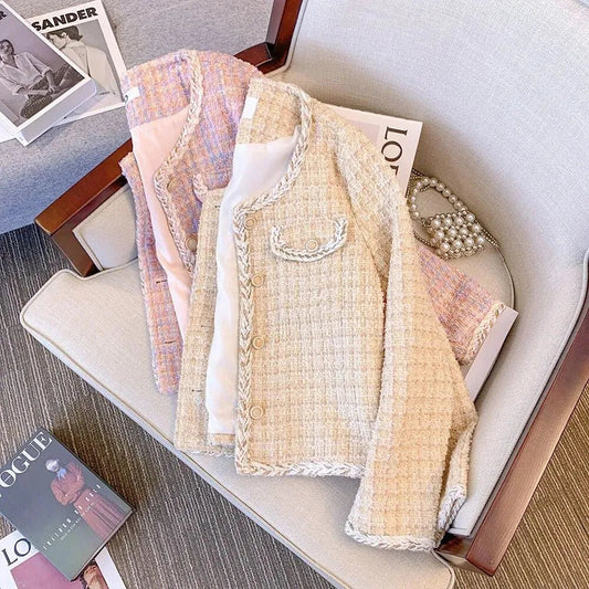 Rosa Karo Damenjacke Trendy Tweed - IdealeKleiden