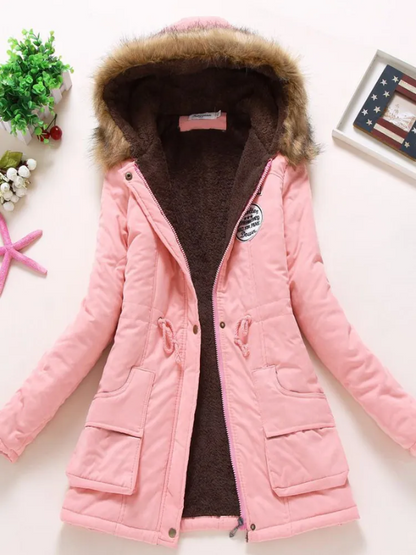 Chic Slim-Fit Parka with Hood for Women
