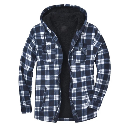 Men's Quilted Jacket Checked Pattern Hood