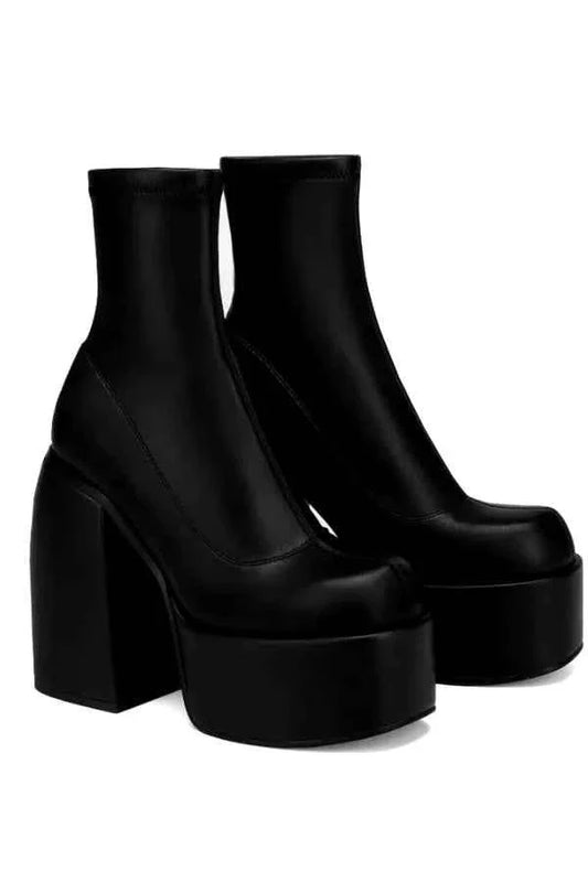 Hohe Plateau-Stiefeletten Damen Schuhe - IdealeKleiden