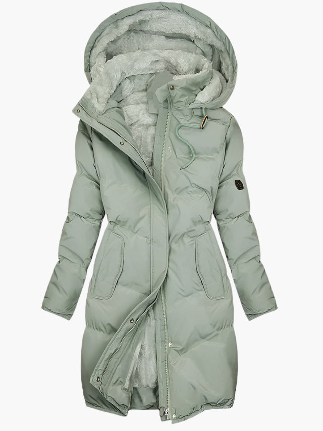 Damen Wintermantel Lang Kapuze Kunstpelz Elegant - IdealeKleiden
