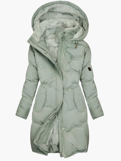Damen Wintermantel Lang Kapuze Kunstpelz Elegant - IdealeKleiden