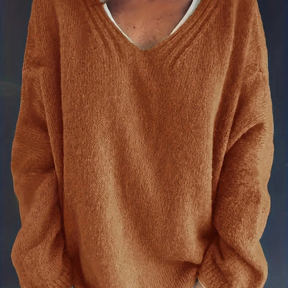 Stylish V-Neck Sweater for Curvy Women