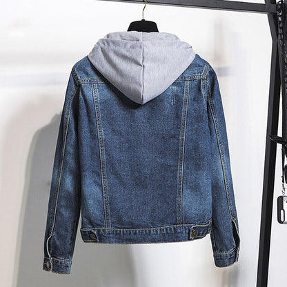 Plus Size Denimjacke Kapuze Modern & Bequem - IdealeKleiden